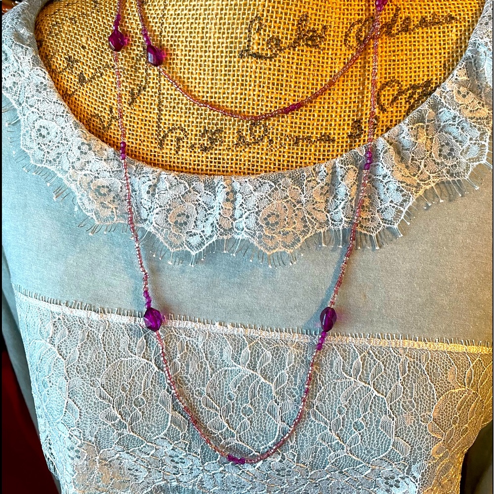 💜x-long purple Beaded necklace